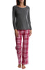 Sundayzzz Flannel Long Sleeve Tee and Pant Set - pink