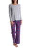 Sundayzzz Flannel Long Sleeve Tee and Pant Set - Purple