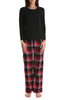 Sundayzzz Flannel Long Sleeve Tee and Pant Set - red