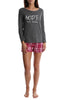 Fresh Flannel Long Sleeve Tee and short Set - pink