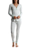 Long Janezzz Interlock Henley Pant Set - mint