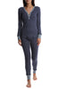 Long Janezzz Interlock Henley Pant Set - blue