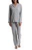 California Queen Rayon Long Sleep Notch Collar Pant Set - Grey