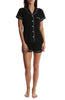 Party Set Rayon Short Sleeve Notch Collar short Set - black