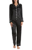 Trimzzz Satin Long Sleeve Pant Set - black