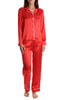 Trimzzz Satin Long Sleeve Pant Set - red